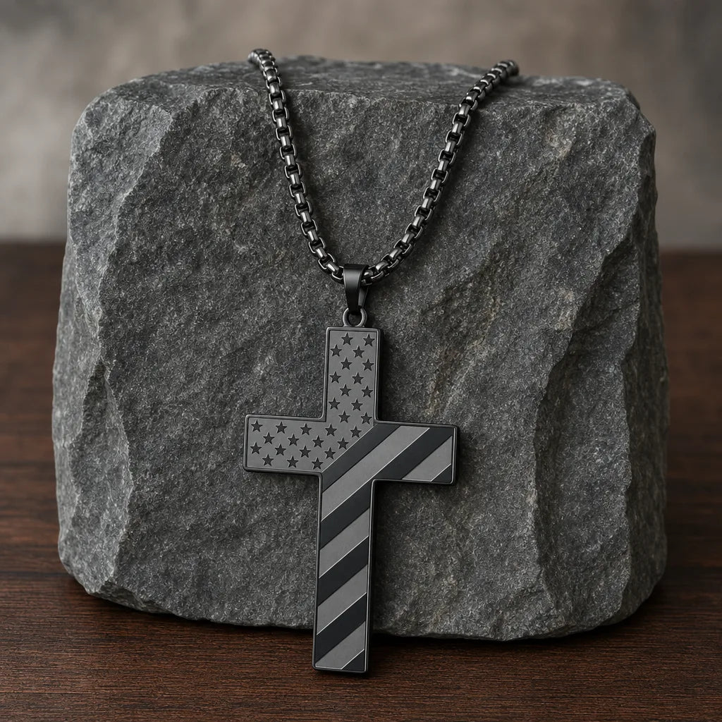 Calloway Patriot Cross Necklace - Color:Black