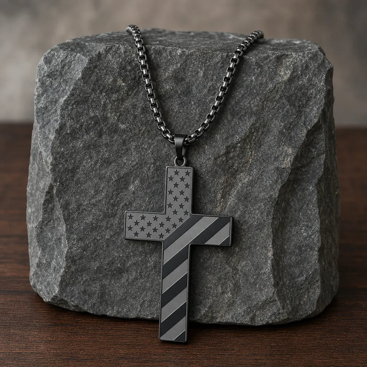 Calloway Patriot Cross Necklace - Color:Black