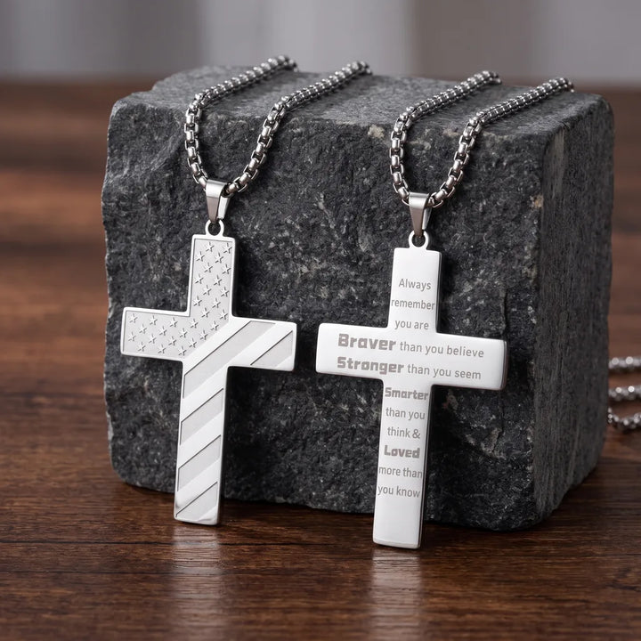Men's Steel Harding Cross Pendant Necklace