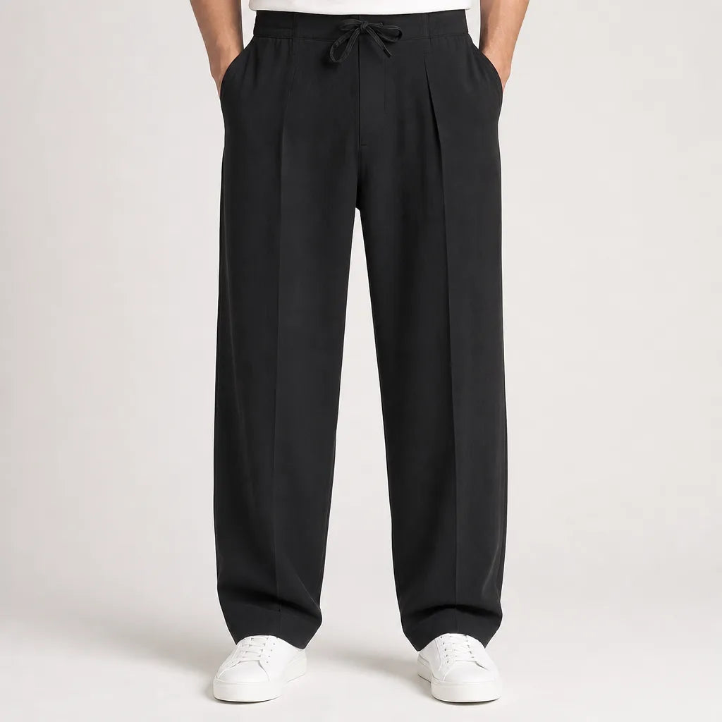 Callum | Baggy Pajama Wide Leg Pants - Color:Black;Size:XS