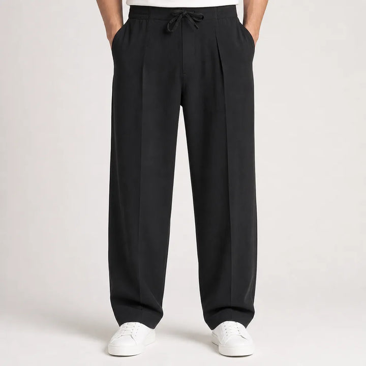 Callum | Baggy Pajama Wide Leg Pants - Color:Black;Size:XS