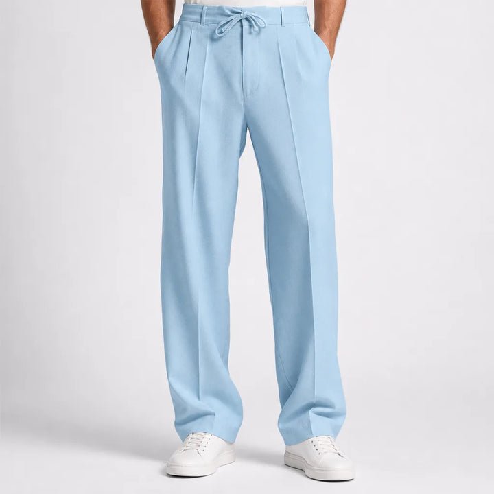 Callum | Baggy Pajama Wide Leg Pants - Color:Blue;Size:XS