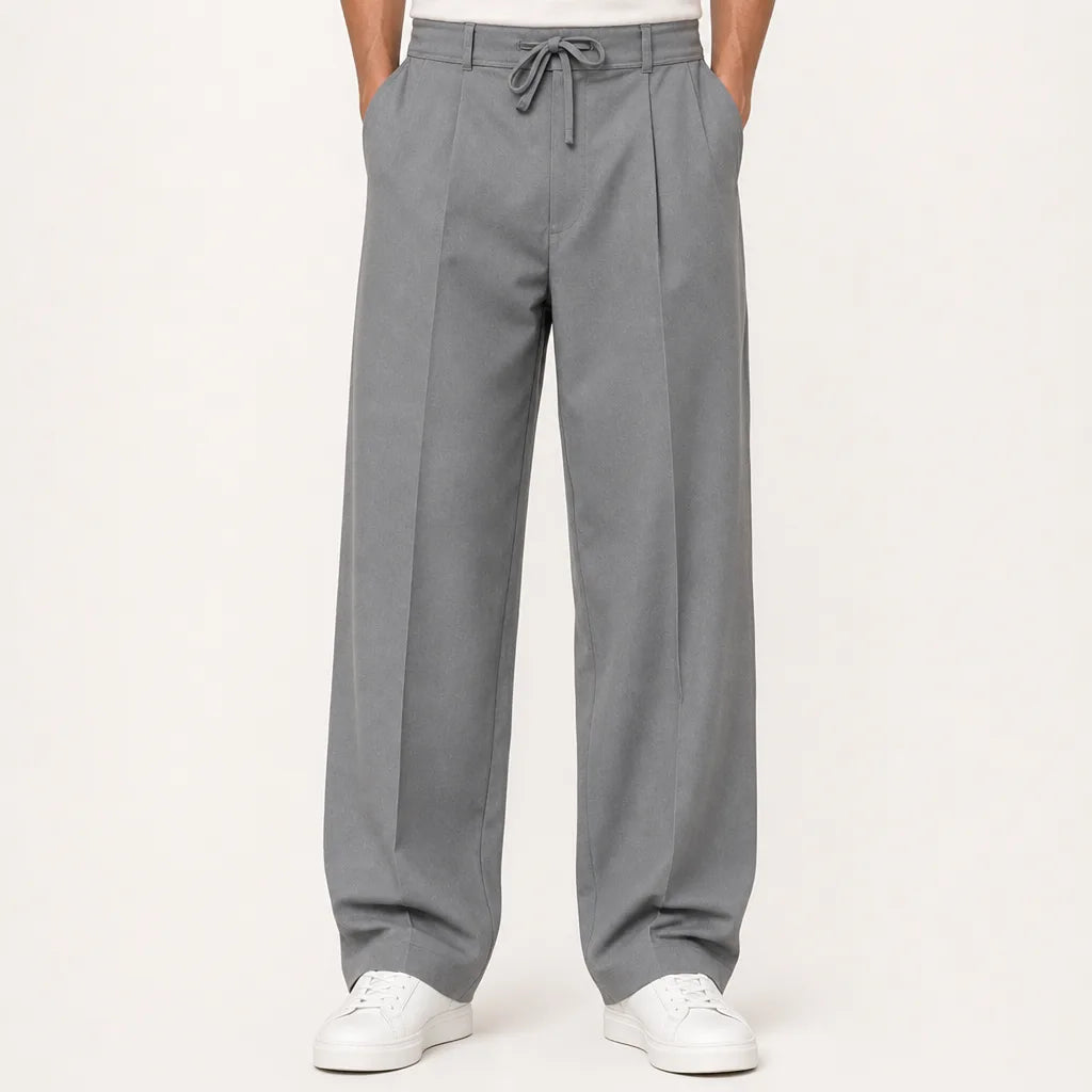 Callum | Baggy Pajama Wide Leg Pants - Color:Gray;Size:XS