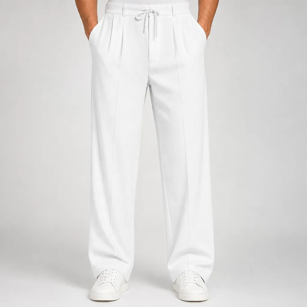Callum | Baggy Pajama Wide Leg Pants - Color:White;Size:XS