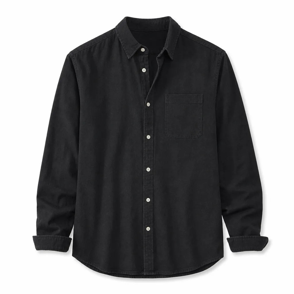 Callum Long Sleeve Casual Shirt  - Color:Black;Size:XS