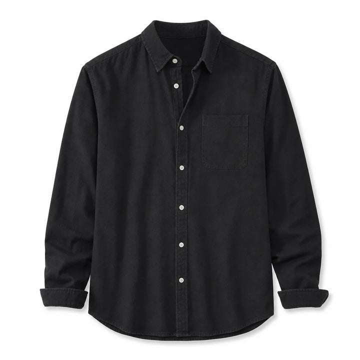 Callum Long Sleeve Casual Shirt  - Color:Black;Size:XS