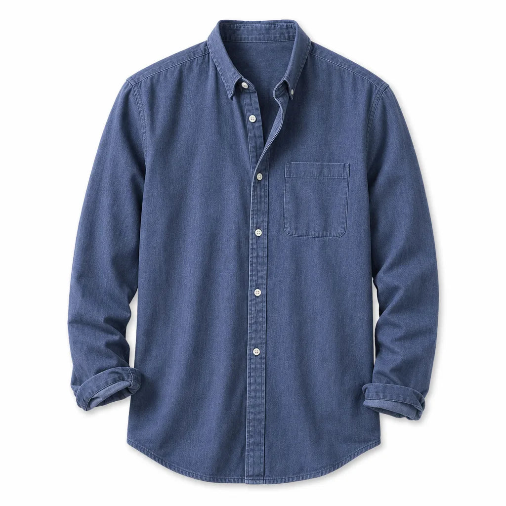 Callum Long Sleeve Casual Shirt  - Color:Blue;Size:XS