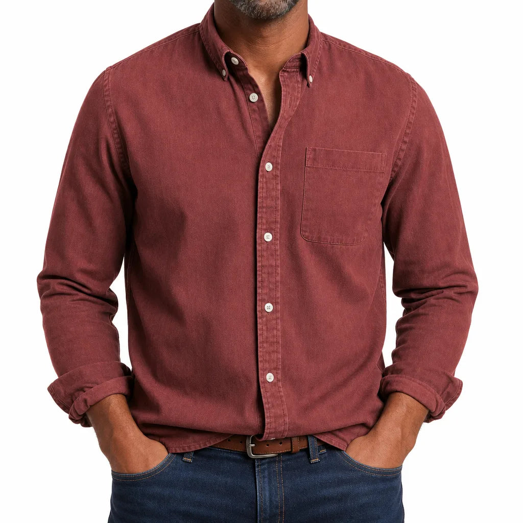 Men's Red Harper Solid Collared Shirt