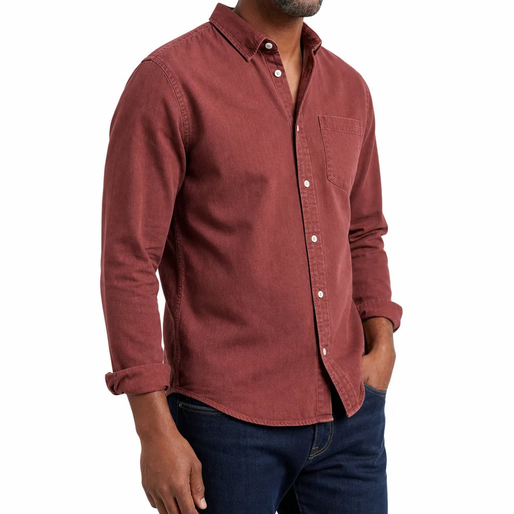 Men's Red Harper Solid Collared Shirt