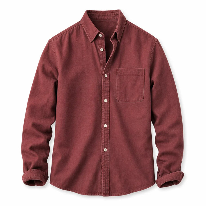 Callum Long Sleeve Casual Shirt  - Color:Red;Size:XS