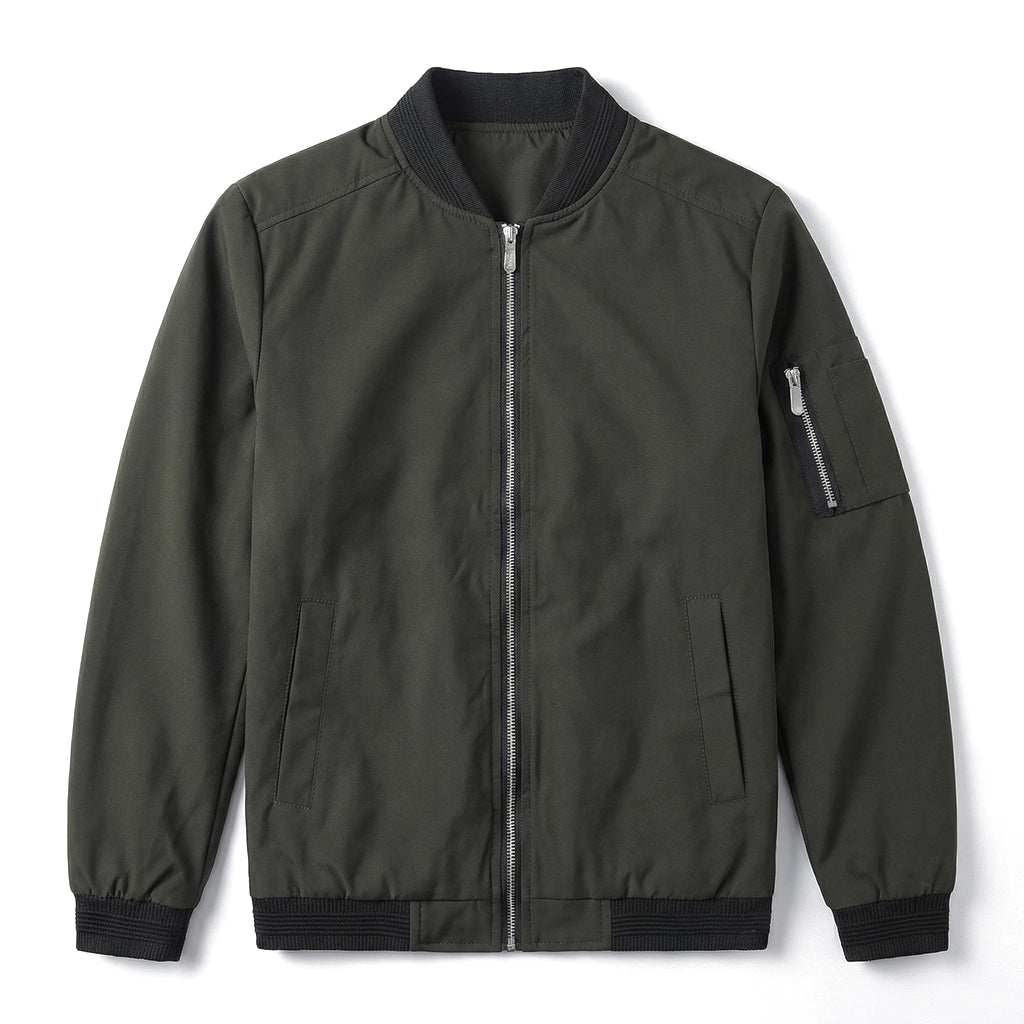 Calvin Bomber Jacket - Color:Army Green;Size:XS