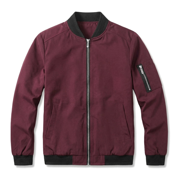 Calvin Bomber Jacket - Color:Wine Red;Size:XS