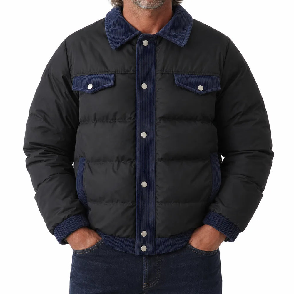 Men's Black Calvin | Men's Corduroy Puffer Jacket -No match