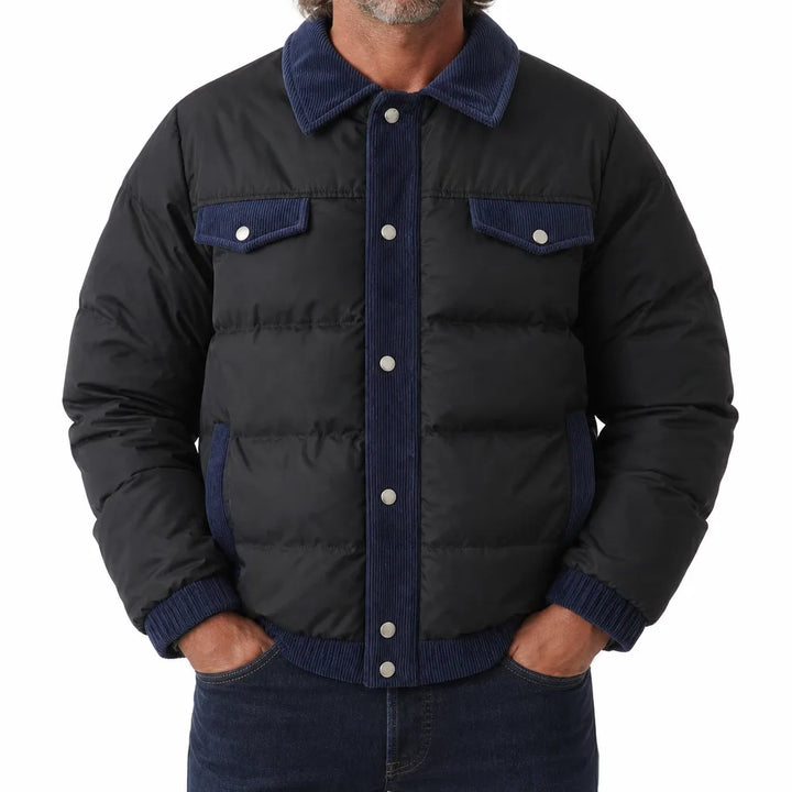 Men's Black Calvin | Men's Corduroy Puffer Jacket -No match