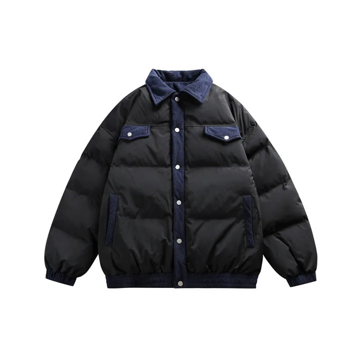 Calvin | Men's Corduroy Puffer Jacket - Color:Black;Size:M