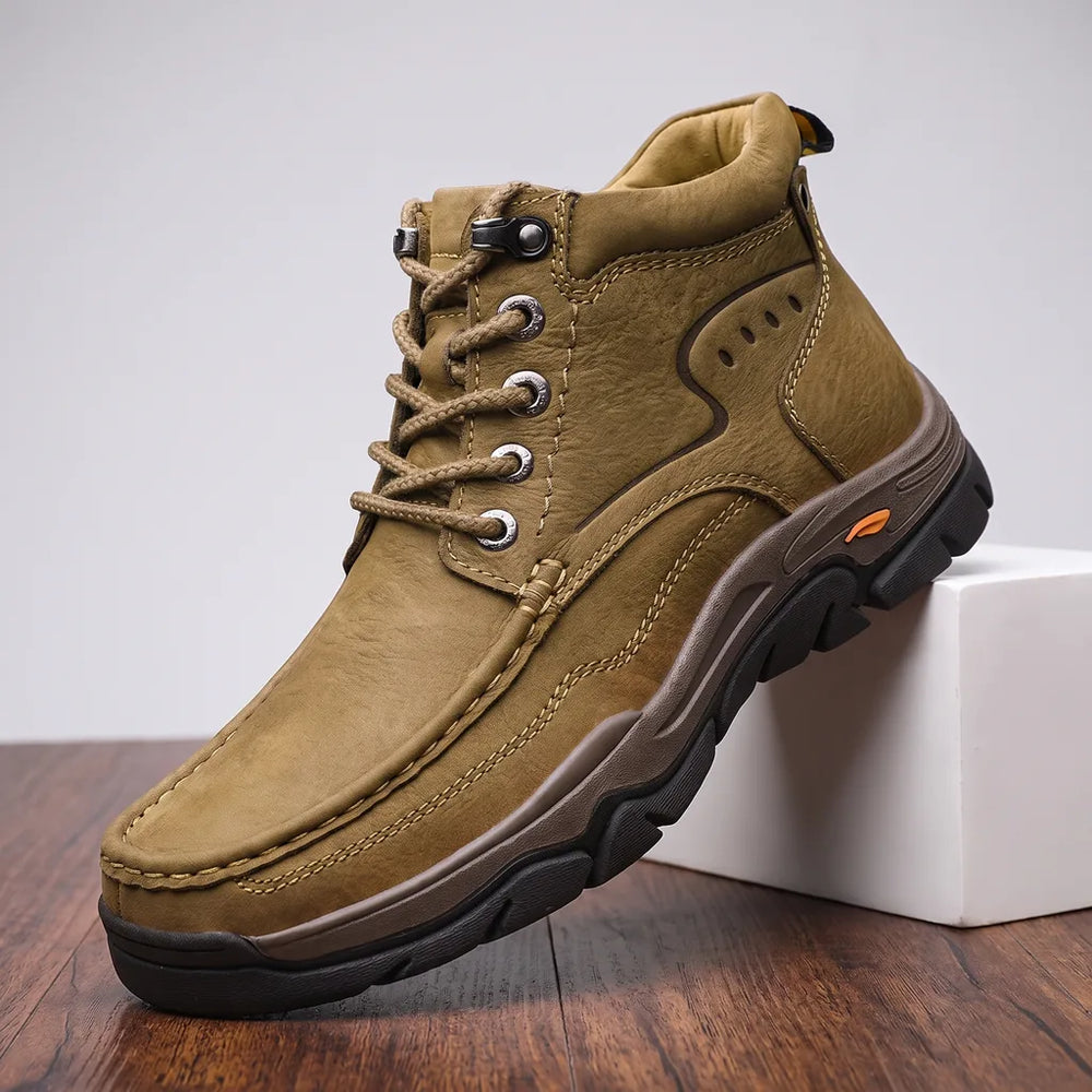 Men's Beige Porter Leather Walking Derbies