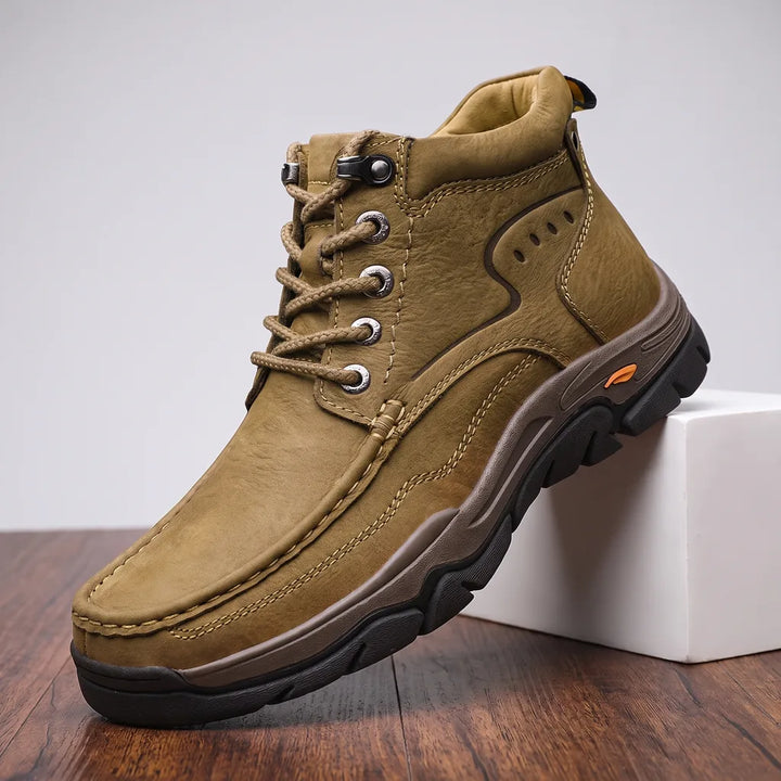 Men's Beige Porter Leather Walking Derbies