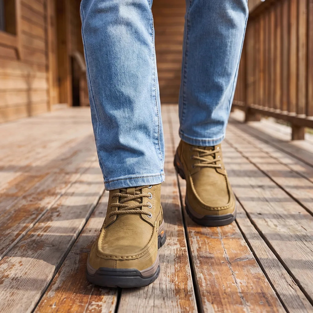 Men's Beige Porter Leather Walking Derbies