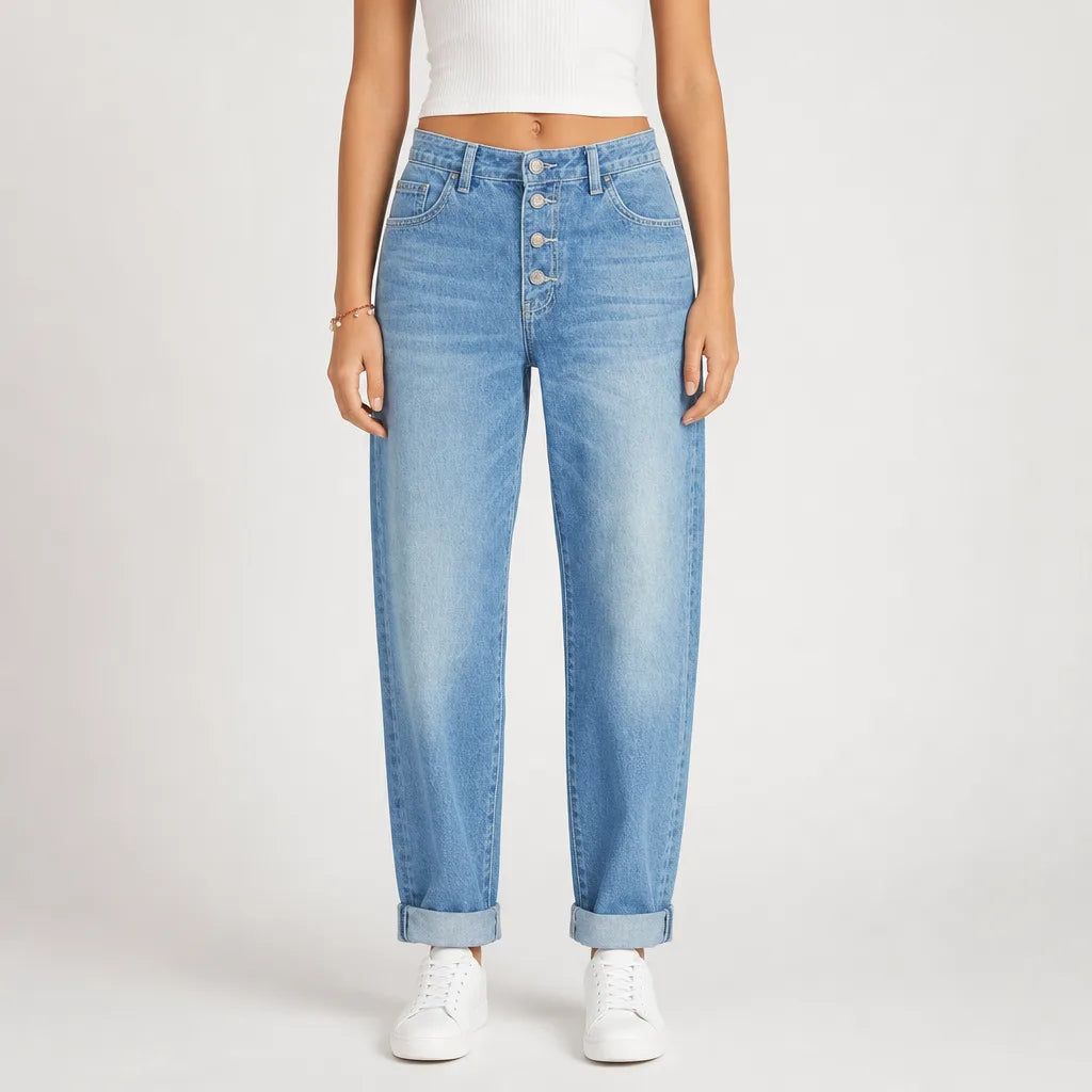 Camille | Baggy Wide Leg Jeans - Color:Blue;Size:XS