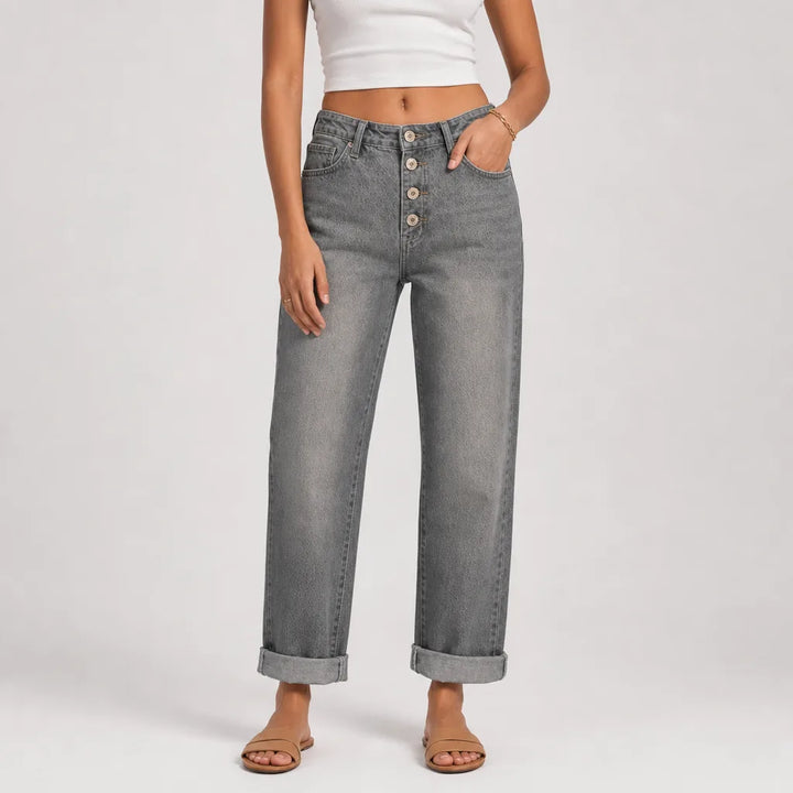 Camille | Baggy Wide Leg Jeans - Color:Gray;Size:XS