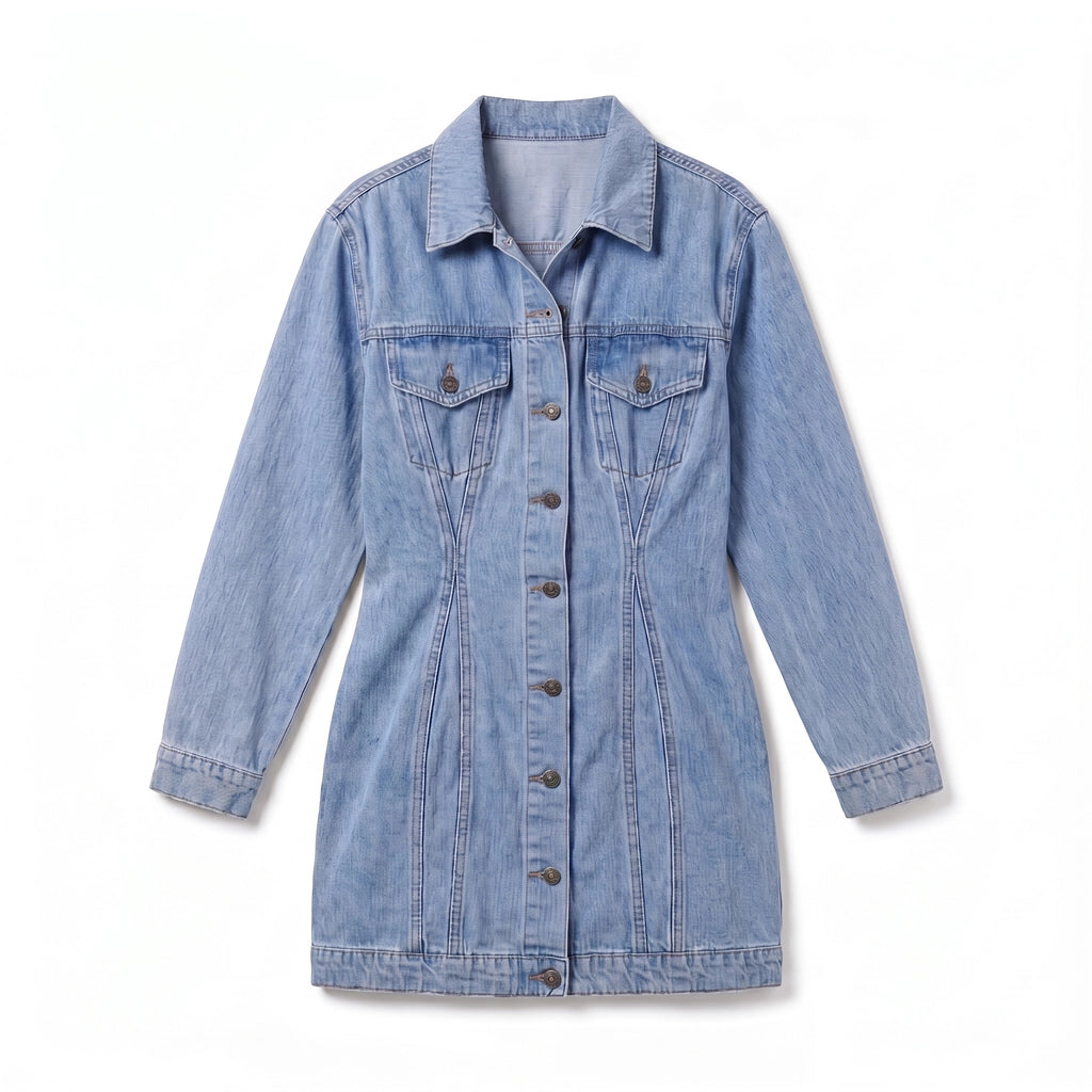 Camille Denim Shirt Dress - Color: Blue;Size:XS