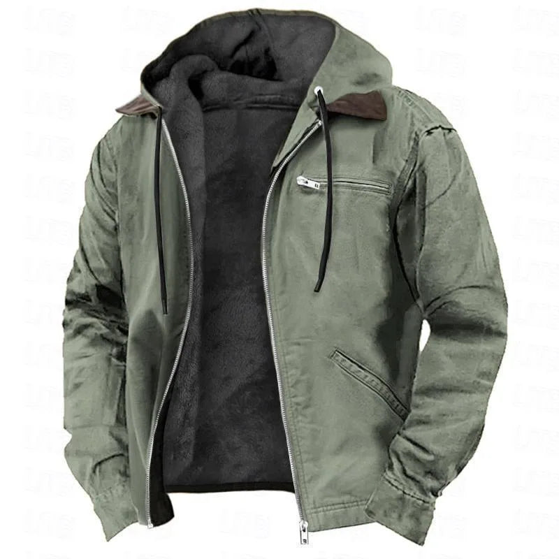 Cannon | Men's Fleece Lined Hoodie Jacket - Color:Army Green;Size:XS