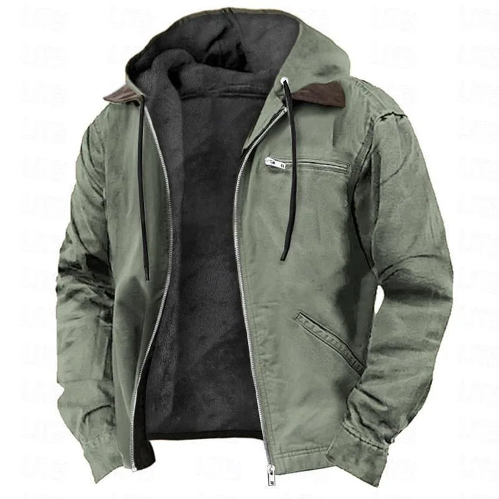 Cannon | Men's Fleece Lined Hoodie Jacket - Color:Army Green;Size:XS