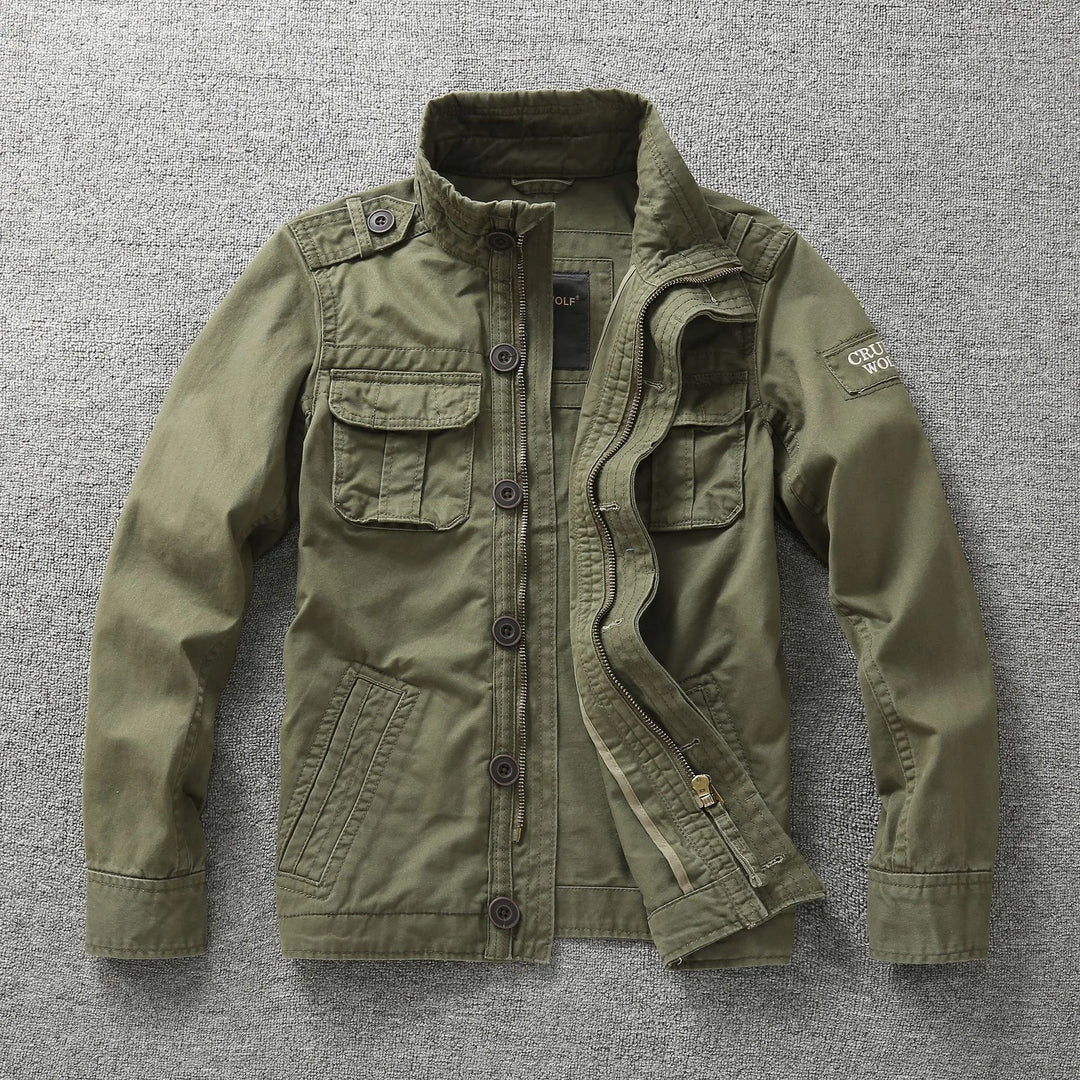 Captain | Men's Military Field Jacket - Color:Green;Size:XS