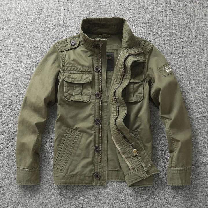 Captain | Men's Military Field Jacket - Color:Green;Size:XS