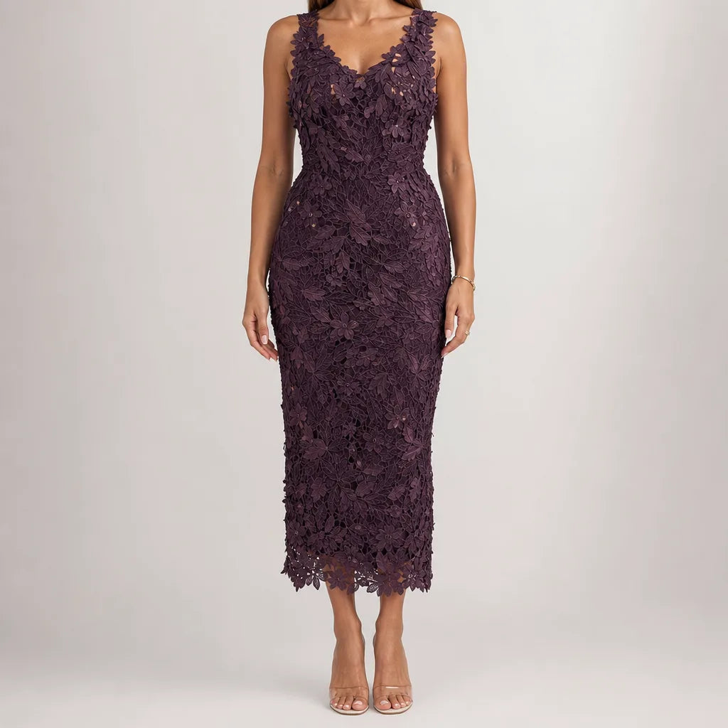 Cara | Elegant Evening Maxi Dress - Color:Brown;Size:XS