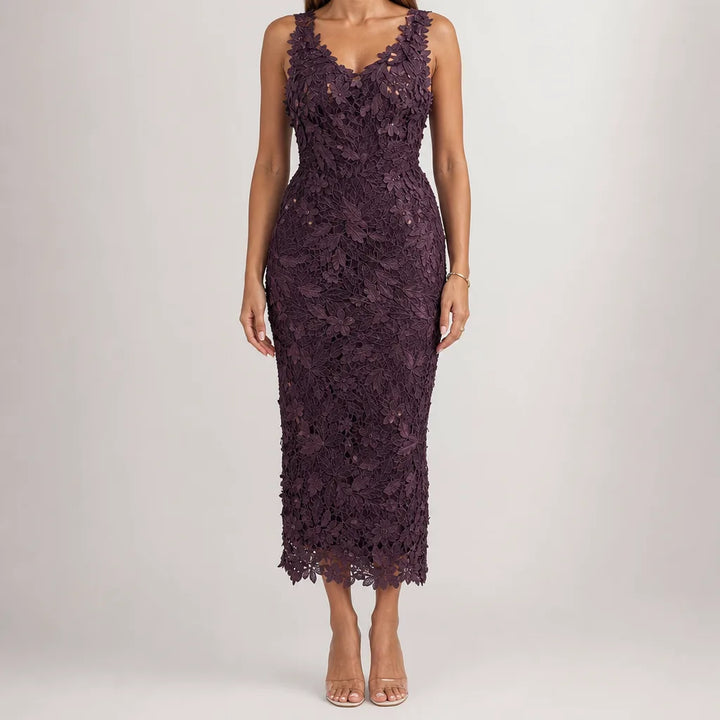 Cara | Elegant Evening Maxi Dress - Color:Brown;Size:XS