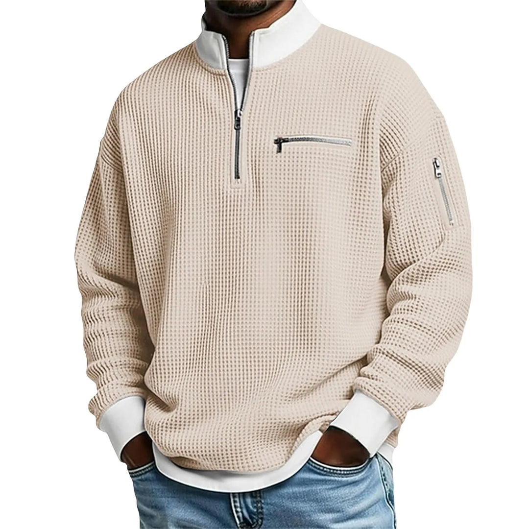 Carlson | Men's Textured Quarter-Zip Sweater - Beige