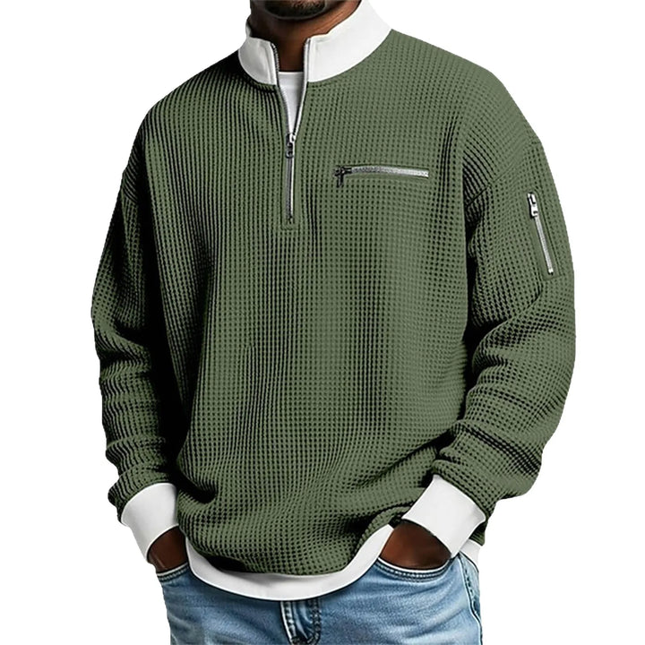Carlson | Men's Textured Quarter-Zip Sweater - Dark Green