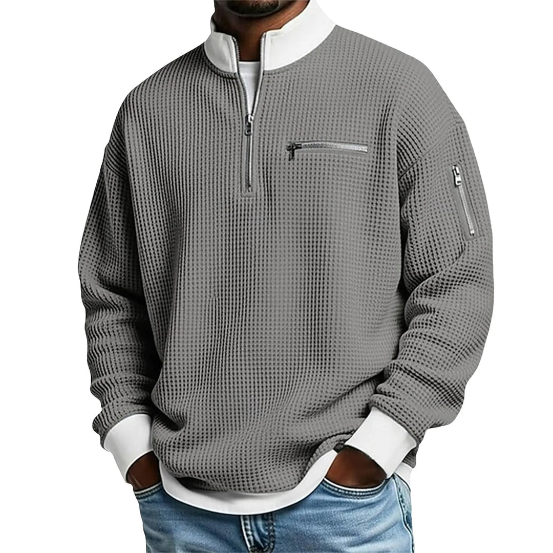 Carlson | Men's Textured Quarter-Zip Sweater - Gray