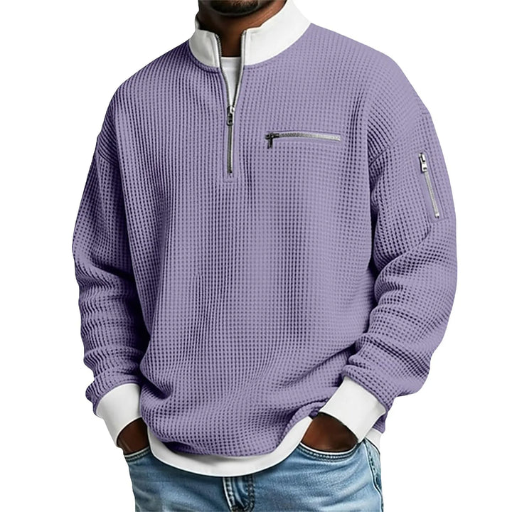 Carlson | Men's Textured Quarter-Zip Sweater - Purple