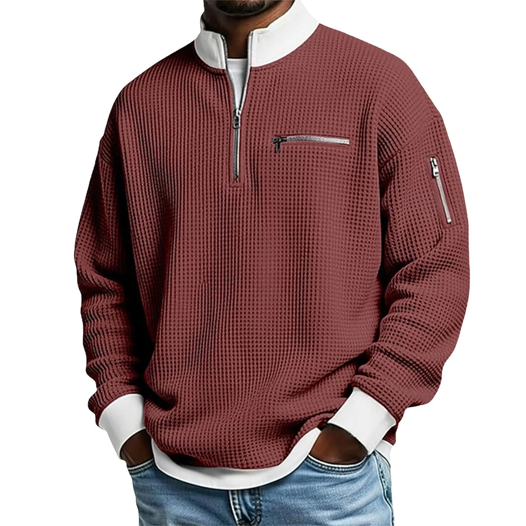 Carlson | Men's Textured Quarter-Zip Sweater - Red