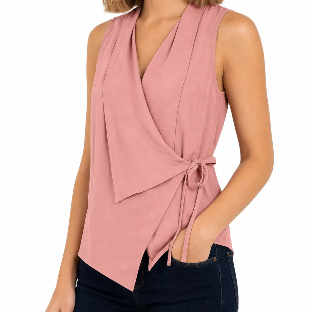 Women's Pink Carlyle Sleeveless Tie Blouse