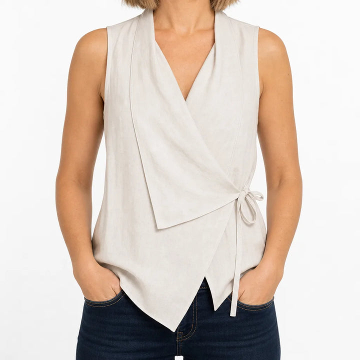 Carlyle Sleeveless Tie Blouse - Color:White;Size:XS