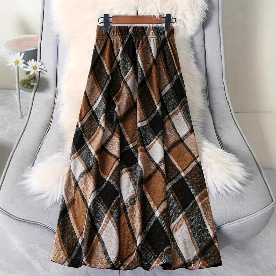 Carmen | Women's Plaid Skirt  - Color:Dark Brown;Size:XS