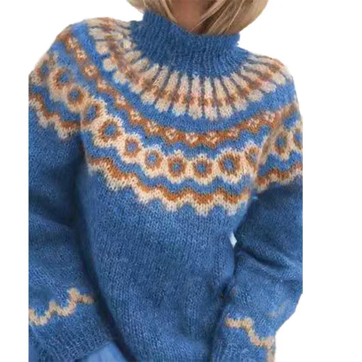Carolina | Women's Soft Striped Knit Sweater - Blue