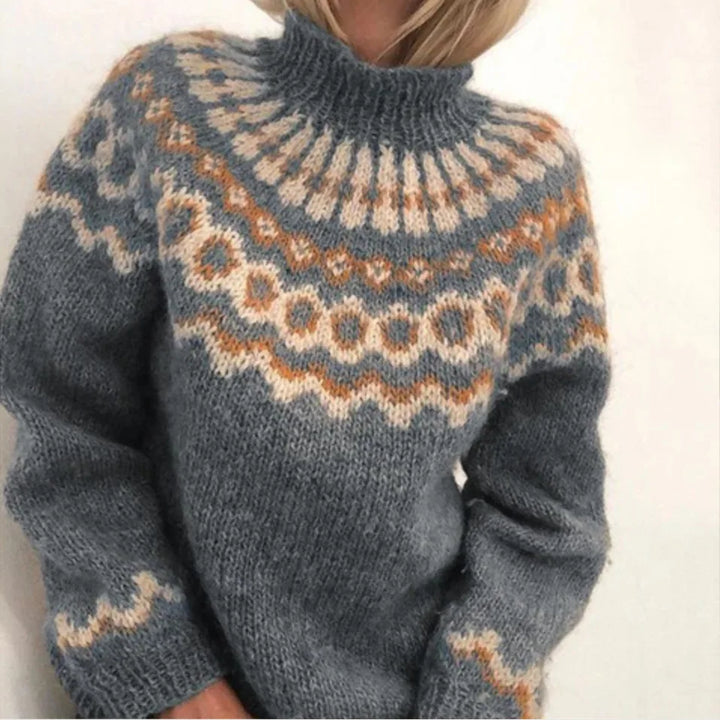 Carolina | Women's Soft Striped Knit Sweater - Gray