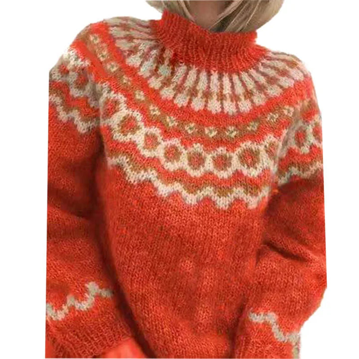 Carolina | Women's Soft Striped Knit Sweater - Orange