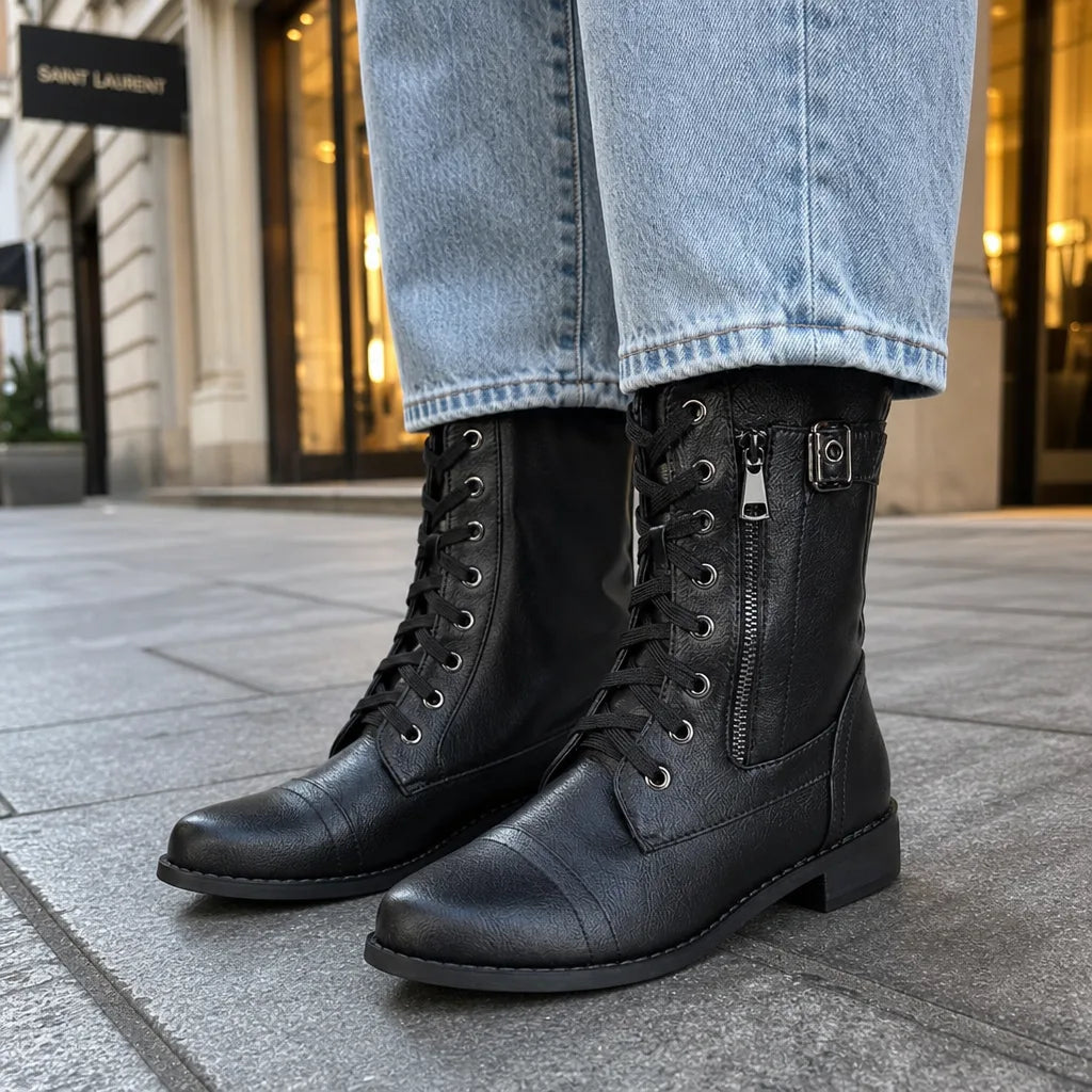 Women's Black Carroll Lace-Up Ankle Boots