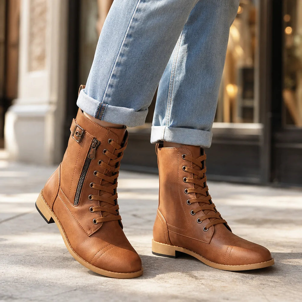Women's Brown Carroll Lace-Up Ankle Boots