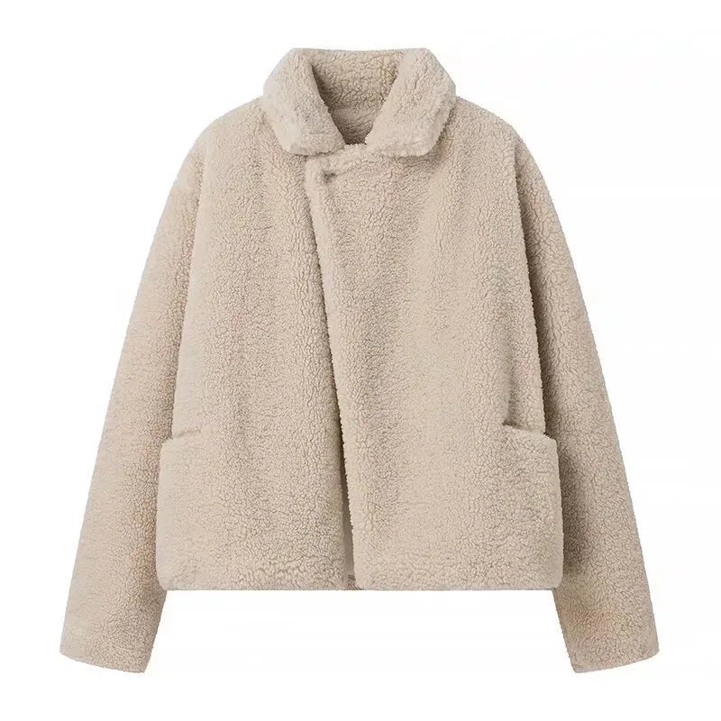 Carroll | Women's Teddy Plush Winter Coat  - Color:Cream;Size:XS