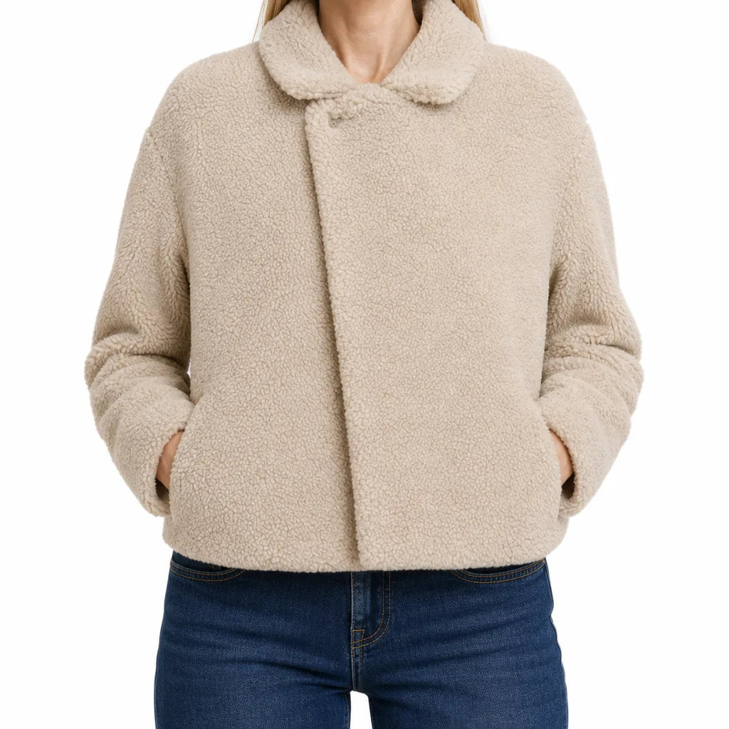 Women's Cream Carroll | Women's Teddy Plush Winter Coat -No match