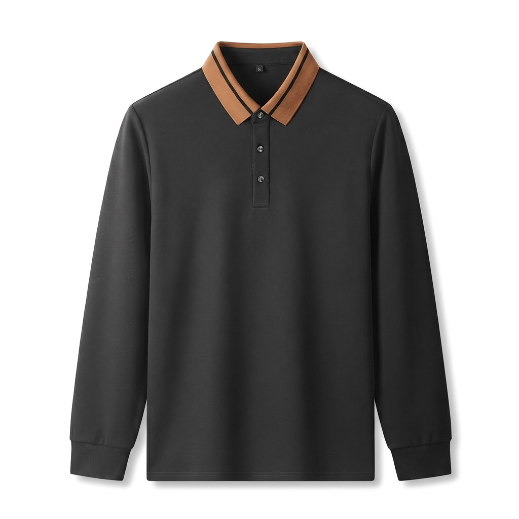 Carter  Long-Sleeve Polo  - Color:Black;Size:M