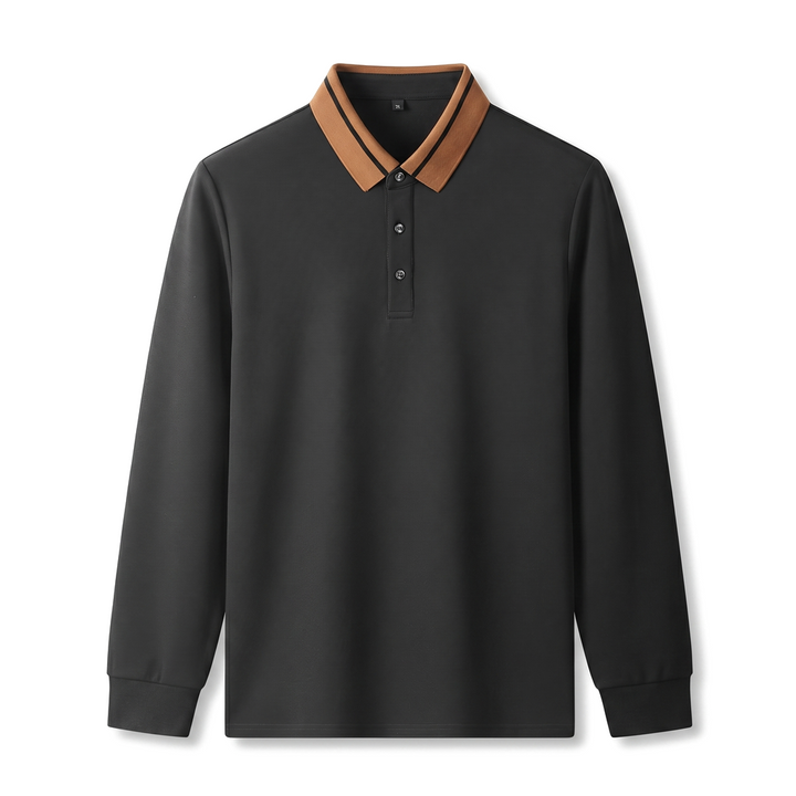 Carter  Long-Sleeve Polo  - Color:Black;Size:M