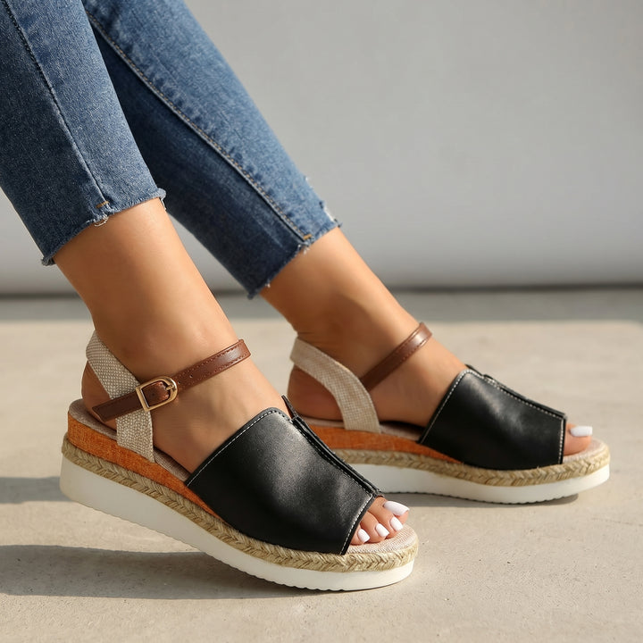 Carys Bold Rope Platforms - Color:Black;Size:36