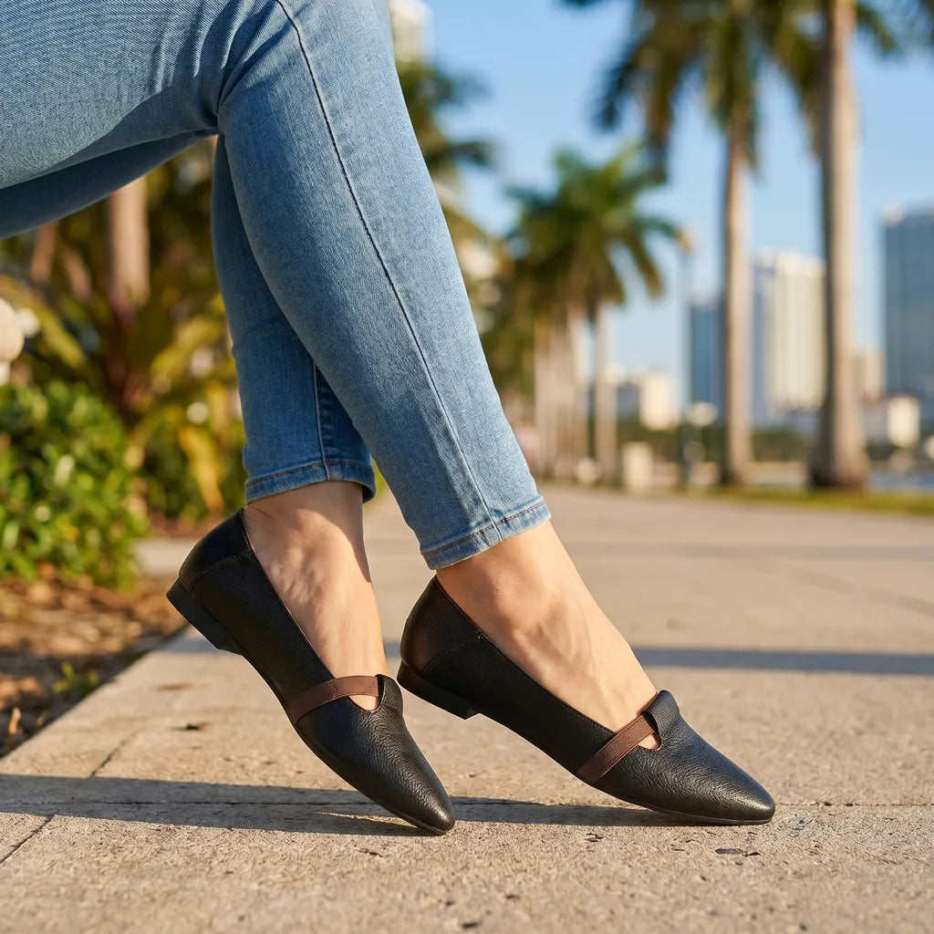 Women's Black (Soft Sole and Soft Upper) Roxbury Pointed Mary Janes